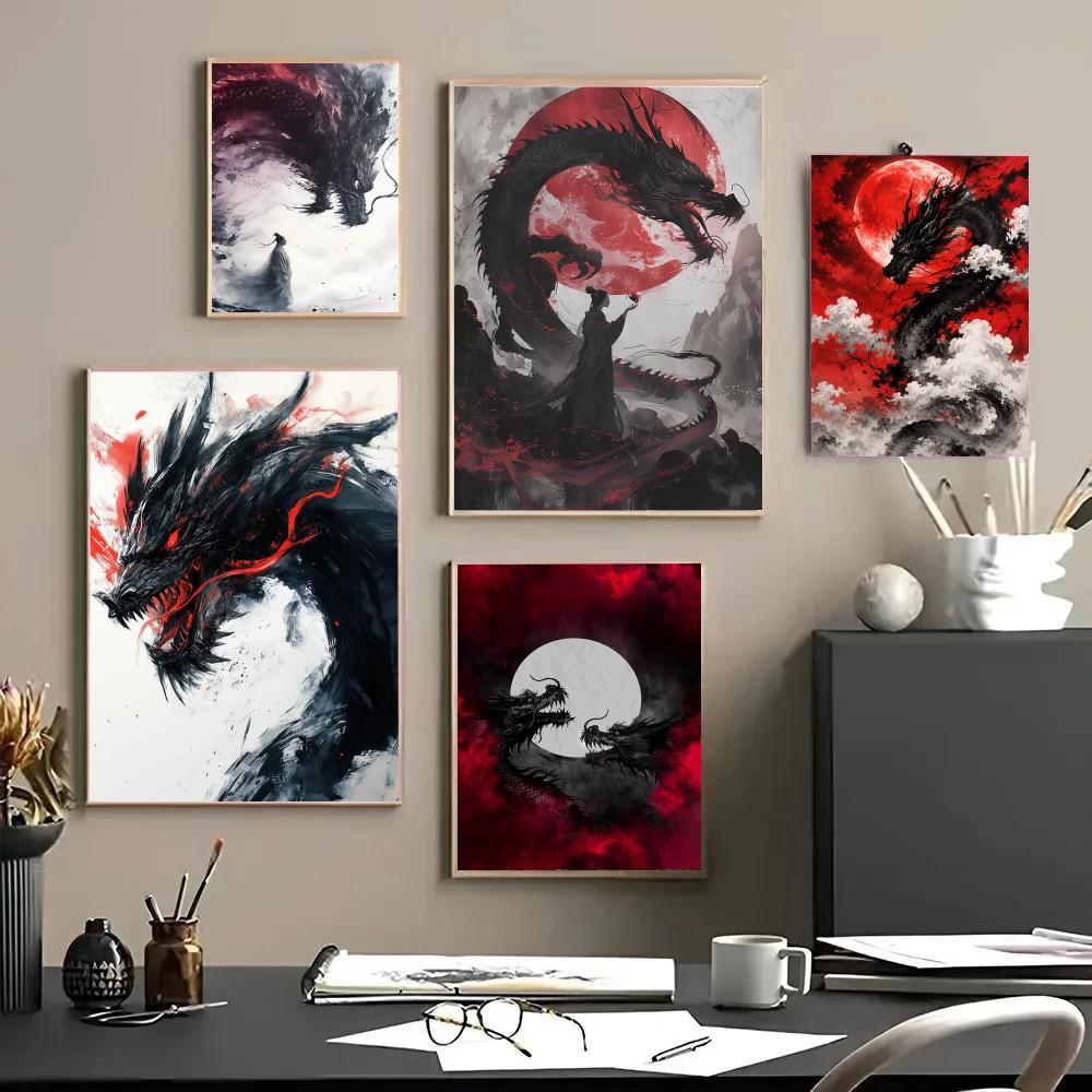 Esports And Gaming Lounge - Pôster de dragão preto, adesivos à