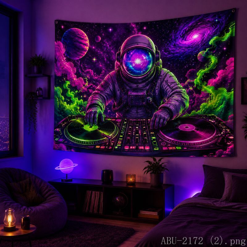 Esports Gaming Room - Tapeçaria Espacial de Astronauta com Disco,