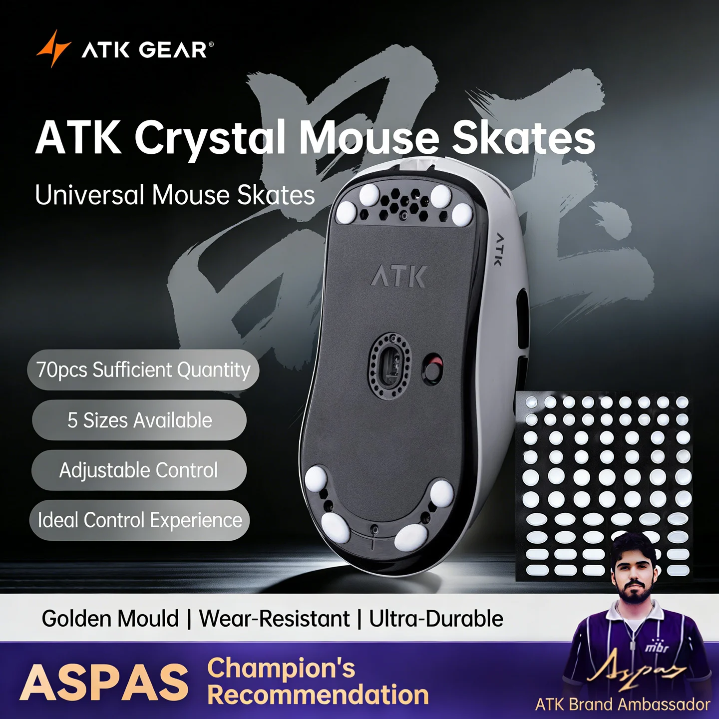 Patins de Rato ATK Crystal Jad - Esports Gaming Pcs avaliação e preço