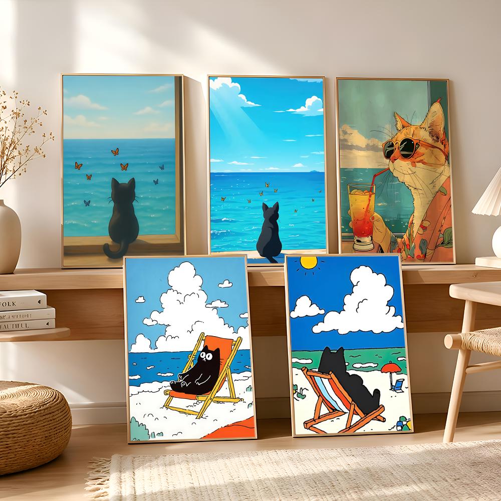 Pôster de Gato na Praia, Arte  - Esports And Gaming Lounge avaliação e preço