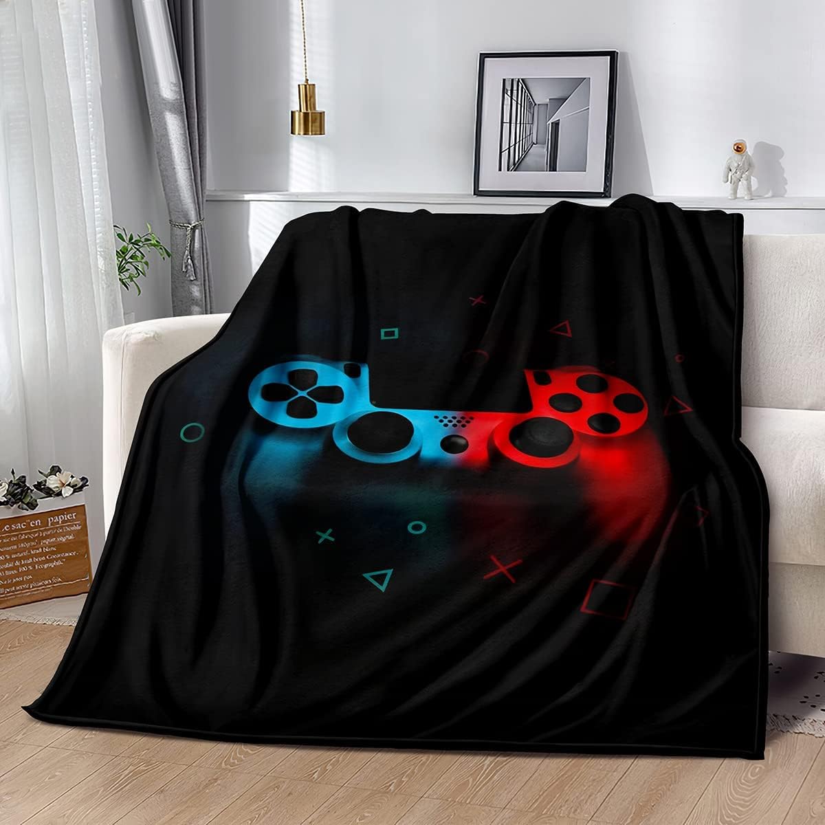 Cobertor de lã com padrão de j - Esports Gaming Bed avaliação e preço